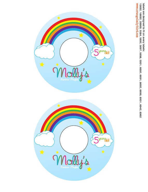over the rainbow printable cd labels etsy avery 5697