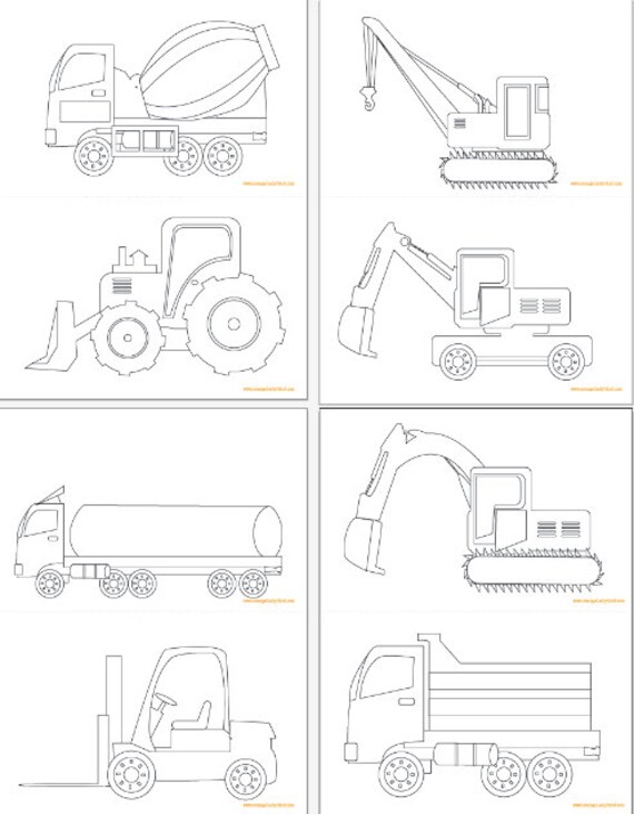 printable coloring pages 8 5x11 inch page 2 trucks per page etsy australia