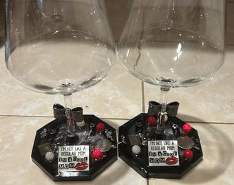 Handmade Resin Base Wine Glasses – Glam Wine Glasses – Unique Gift for Her