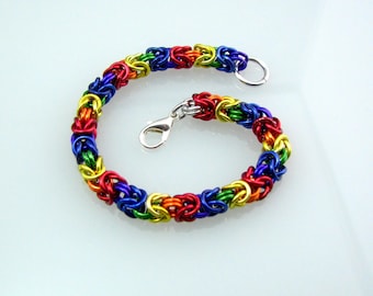 True Colors Rainbow Pride Braid Chainmaille Bracelet