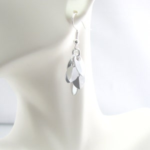 Cascade Chainmaille Earrings - Silver Mirror