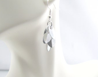 Cascade Chainmaille Earrings - Silver Mirror