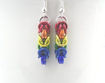 True Colors Rainbow Pride Braid Chainmaille Earrings