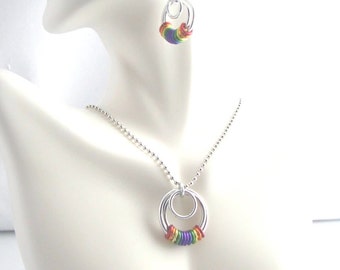 True Colors Serenity Chainmaille Pendant and Earring Set