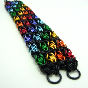 True Colors Rainbow Pride Chainmaille Cuff Bracelet