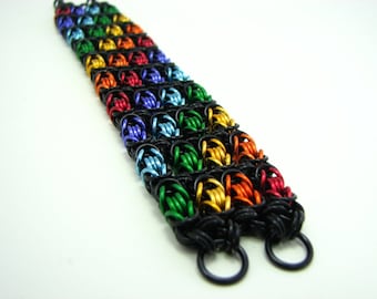 True Colors Rainbow Pride Chainmaille Cuff Bracelet