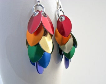 True Colors Rainbow Pride Scale Chandelier Earrings