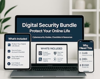 Cybersecurity Bundle: Digital Security Guides, Checklists, AI Prompts (PDF Download