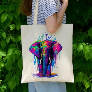KP18 Pop Art Elephant Canvas Tote Bag