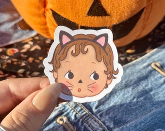 BOO! Cat Sticker: Spooky Cute Halloween Stickers, Waterproof Vinyl