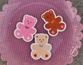 Basket Bears Sticker Pack: Cozy Cute Teddy Bear Stickers, Waterproof Vinyl