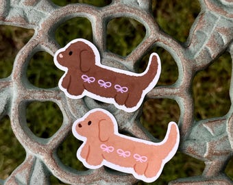 Basket Pups Sticker Pack: Cozy Cute Dachshund Stickers, Waterproof Vinyl