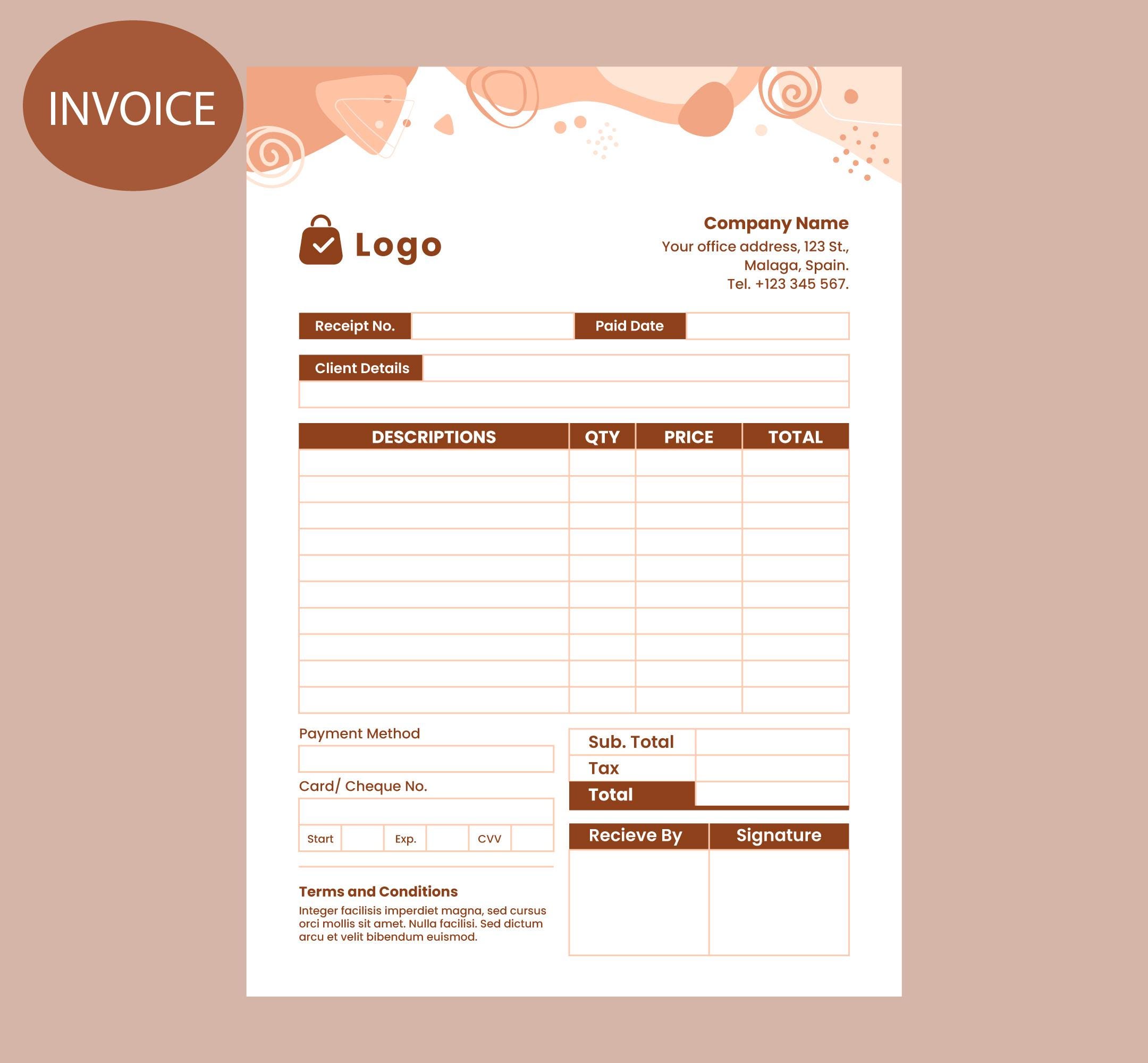 Editable Business Invoice Template: Printable PDF, A4 - Etsy