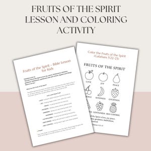 Fruits of the Spirit Printable Activity & Lesson Page – Galatians 5:22–23 Christian Coloring Worksheet for Kids, Sunday School, Homeschool