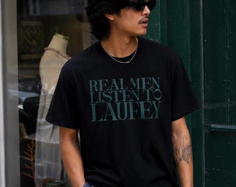 Real Men Listen To Laufey T-shirt, Retro Deisgn Inspired Jazz Pop Concert Shirt, Cute Singer Gift