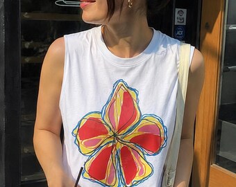 Olvia Dean Flower Tank Top, Singer Inspired Sleeveless Shirt, Alternative Tee