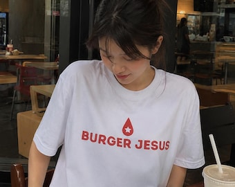 Burger Jesus Graphic Shirt, Conan Gray Inspired T-Shirt, Trendy Y2K Top