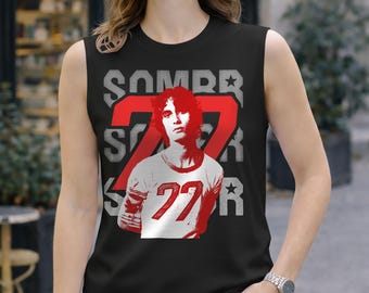 Sombr Portrait Muscle Tee, Number 77 Indie Pop Merch, Sleeveless Shirt