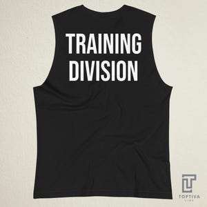 Motivational Gym Muscle Shirt: Training Division Back Print Tank Top