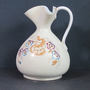 Antique Victoria Carlsbad Austrian Ewer with Hand Painted Floral Design