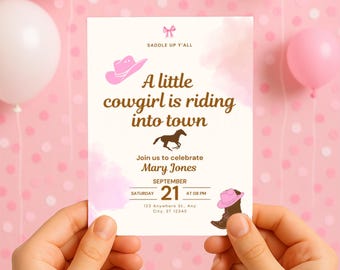 Cowgirl Baby Shower Invitation, Cowgirl Shower Invitation, Baby Invitations Cowgirl on the Way, Western Baby Shower Invitation