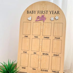 Personalized Baby First Year Photo Board: 12 Month Milestone Display