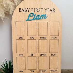 Personalized Baby's First Year Photo Board: 12 Month Milestone Display