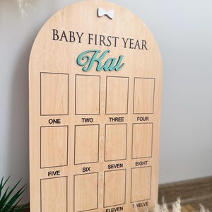 Personalized First Birthday Photo Board: 12 Month Milestone Keepsake