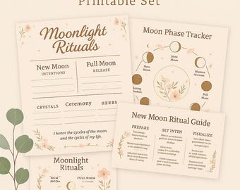 Moon Ritual Journal Set – Full & New Moon Printables for Healing, Intention, and Self-Care