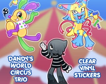 Circus Trio - Dandy's World Inspired Clear Vinyl Stickers