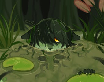 5x7" Furry Art Print - "Swamped"
