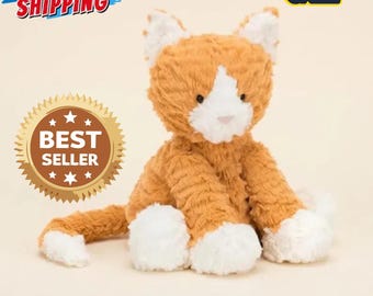 Peluche Jellycat Fuddlewuddle Ginger Cat de 20 cm – Juguete suave de color naranja