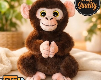 Punch Inspired Monkey Plush Toy, Soft Cuddly Stuffed Animal, Kawaii Companion