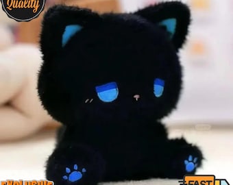 Kawaii Black Cat Plush – Gothic Mini Stuffed Animal for Halloween Decor