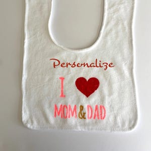 ベビービブ パーソナライズ「I Love Mon & Dad」手描きカスタマイズ
