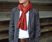 Men's Flannel Scarf in Maroon and Orange Check- hokies virginia tech cotton plaid scarf mens accessories