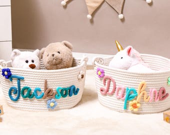 Personalized Baby Handmade Name Basket,Rope Cotton Baby Gift Basket,Baby Shower Gift,Toy Organizer,Nursery Gift,Storage Basket,Baby Gift