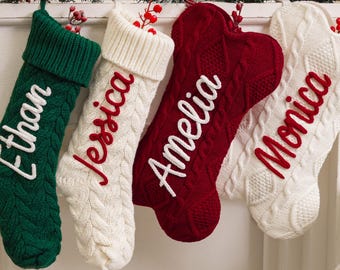 Calze di Natale personalizzate, calze di Natale all'uncinetto 2025, calze di Natale con nome, calze di Natale per la famiglia, decorazioni natalizie