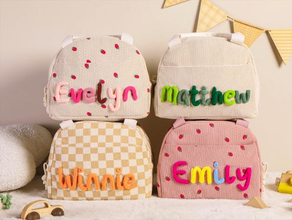 Custom Handmade Kids Name Lunch Bag,Personalized Kids Lunch bag,School Lunch Bag,Picnic Bag,Back to School Gift,Toddler Gift