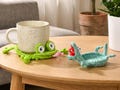 Handmade Crochet Animal Coaster,Funny Amigurumi Cup Holder,Creative Lizard Frog Drink Mat,Kawaii Desk Decor,Animal Lover Gift