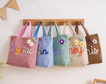 Benutzerdefinierte Name Handtasche, Cord Name Tote Handtasche, Namen der Kinder Handtasche, das Geschenk der Kinder, Kinderhandtasche, Geburtstagsgeschenk, Baby-Dusche-Geschenk
