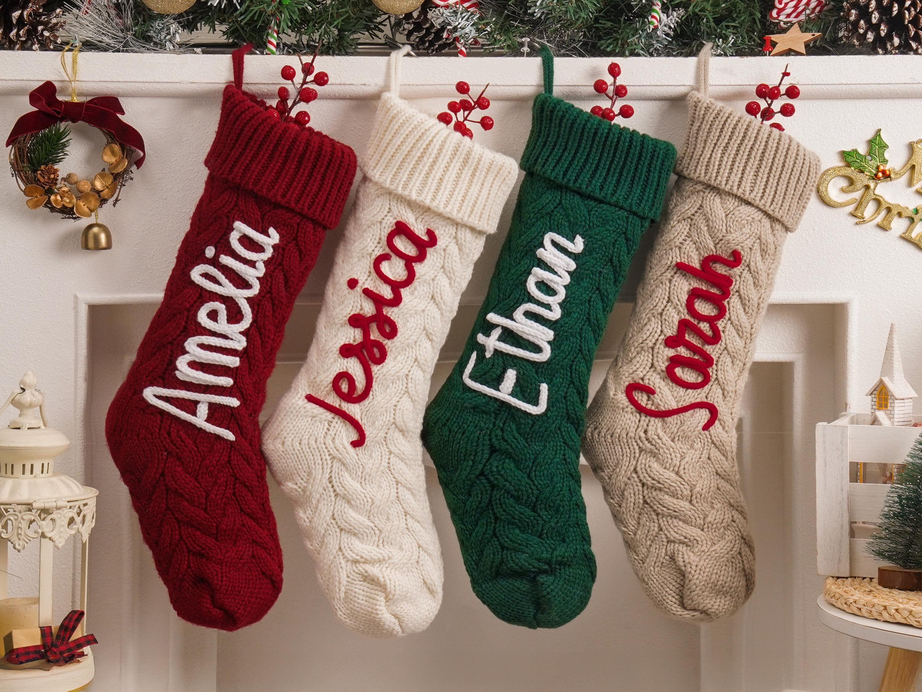 Custom 2026 Crochet Christmas Stocking,family Knitted Christmas