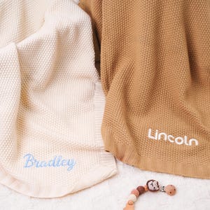 Personalized Baby Blanket with Name,Custom Knit Baby Blanket,Embroidered Name Blanket,Newborn Blanket,Cotton Baby Blanket, Baby Shower Gift