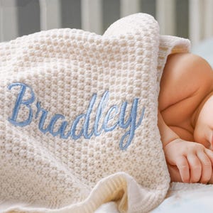 Personalized Embroidered Baby Blanket with Name,Soft Cotton Knit Baby Blanket,Custom Baby Name Blanket,Baby Shower Gift,Newborn Blanket