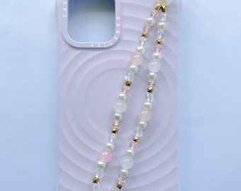Breloque pour téléphone perlée papillon rose : dragonne de téléphone perle kawaii de l'an 2000