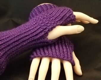 Purple Sparkle Fingerless Texting Gloves