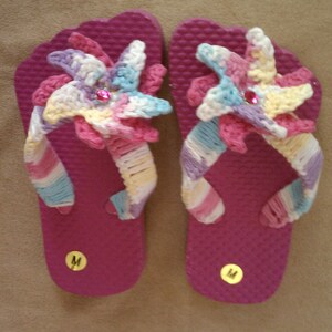 Summer Princess Flip Flops Hot Pink , Lavender, Aqua, Yellow and Sparkles image 5