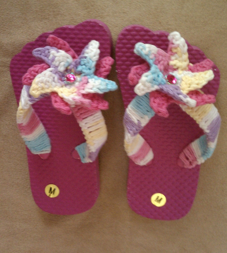 Summer Princess Flip Flops Hot Pink , Lavender, Aqua, Yellow and Sparkles image 5