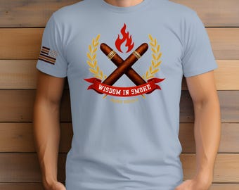 Brothers of the Leaf Cigar Shirt/Cigars Stars Stripes Sleeve Flag/Dressy Tee/Masculine T-shirt/Patriotic Shirt/Cigar Lover Gift/Veteran