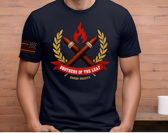Brothers of the Leaf Cigar Shirt/Cigars Stars Stripes Sleeve Flag/Dressy Tee/Masculine T-shirt/Patriotic Shirt/Cigar Lover Gift/Veteran